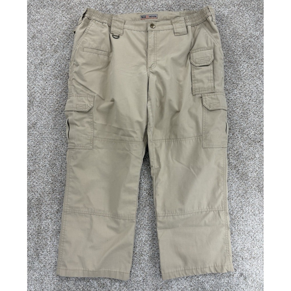 5.11 Tactical Cargo Pants Womens 18 Khaki Cropped Length Taclite Pro Ripstop EUC